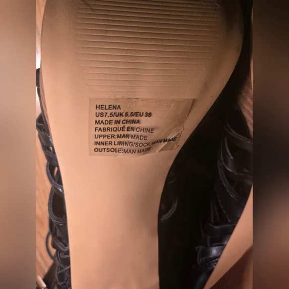 Justfab Helena Black faux leather gladiator platform Heels Sandals Womens 7.5 - Picture 11 of 12